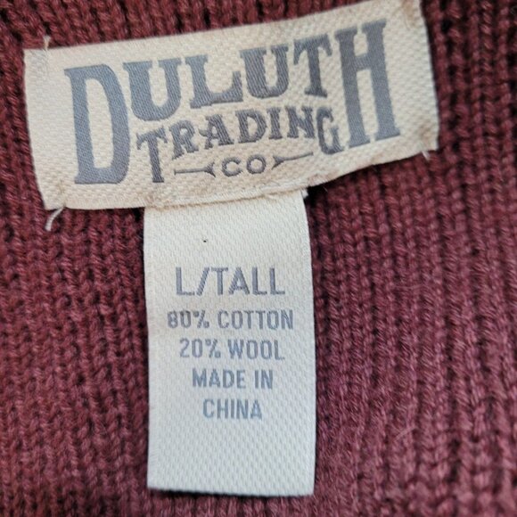 Duluth Trading Co Men's Brigadier Shawl Collar Sweater L Tall Burgundy Preppy - Picture 3 of 10